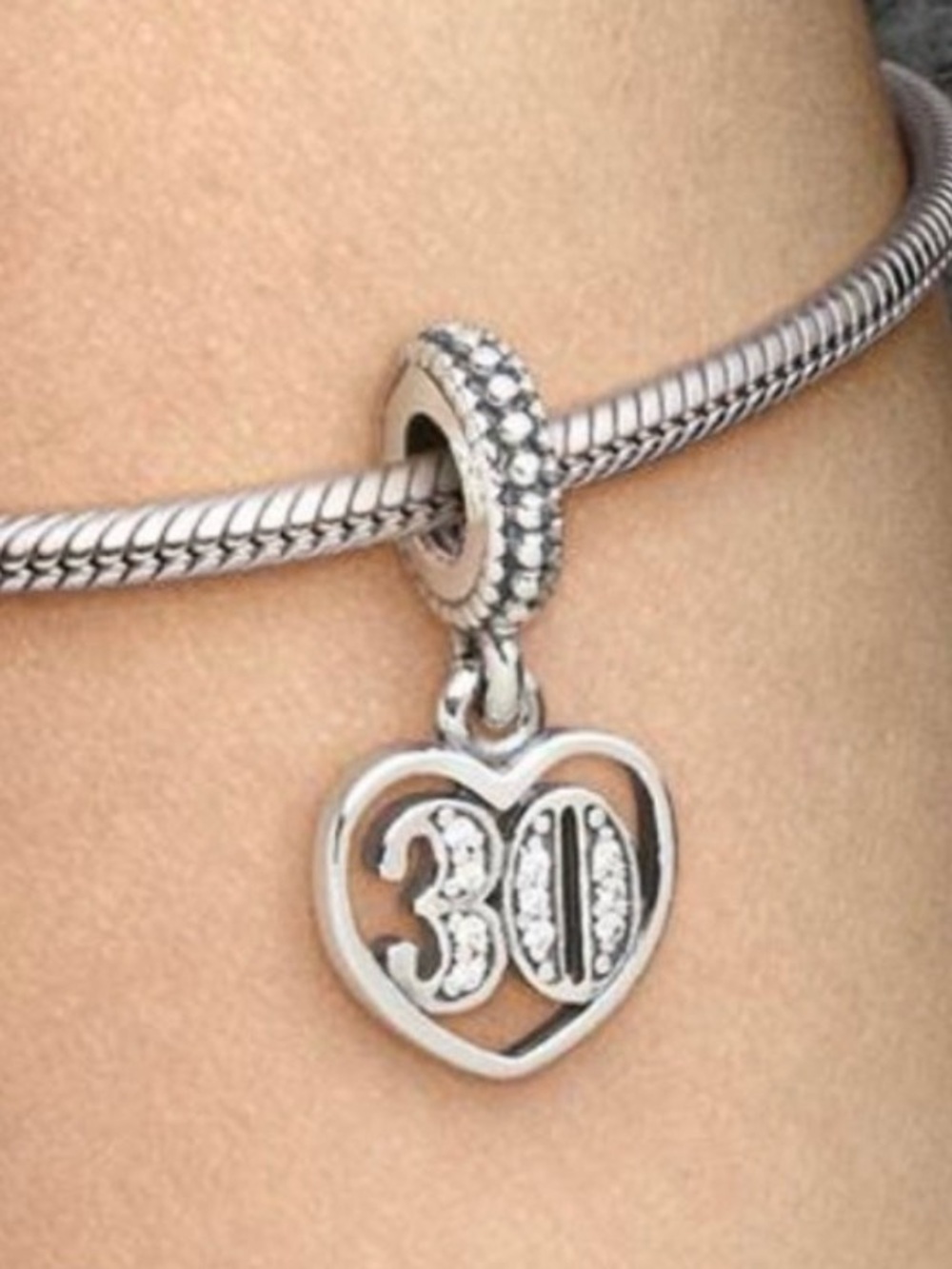 Pandora Sterling Silver Heart '30' Charm Bracelet - Silver